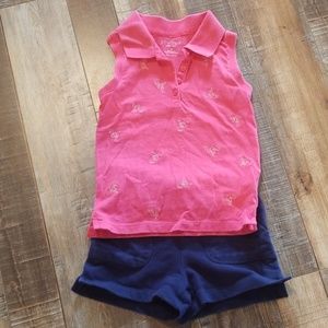 Pink and blue flamingo outfit